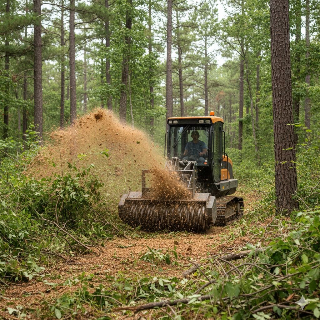 Brush clearing Laurens County GA - forestry mulcher clearing overgrown vegetation