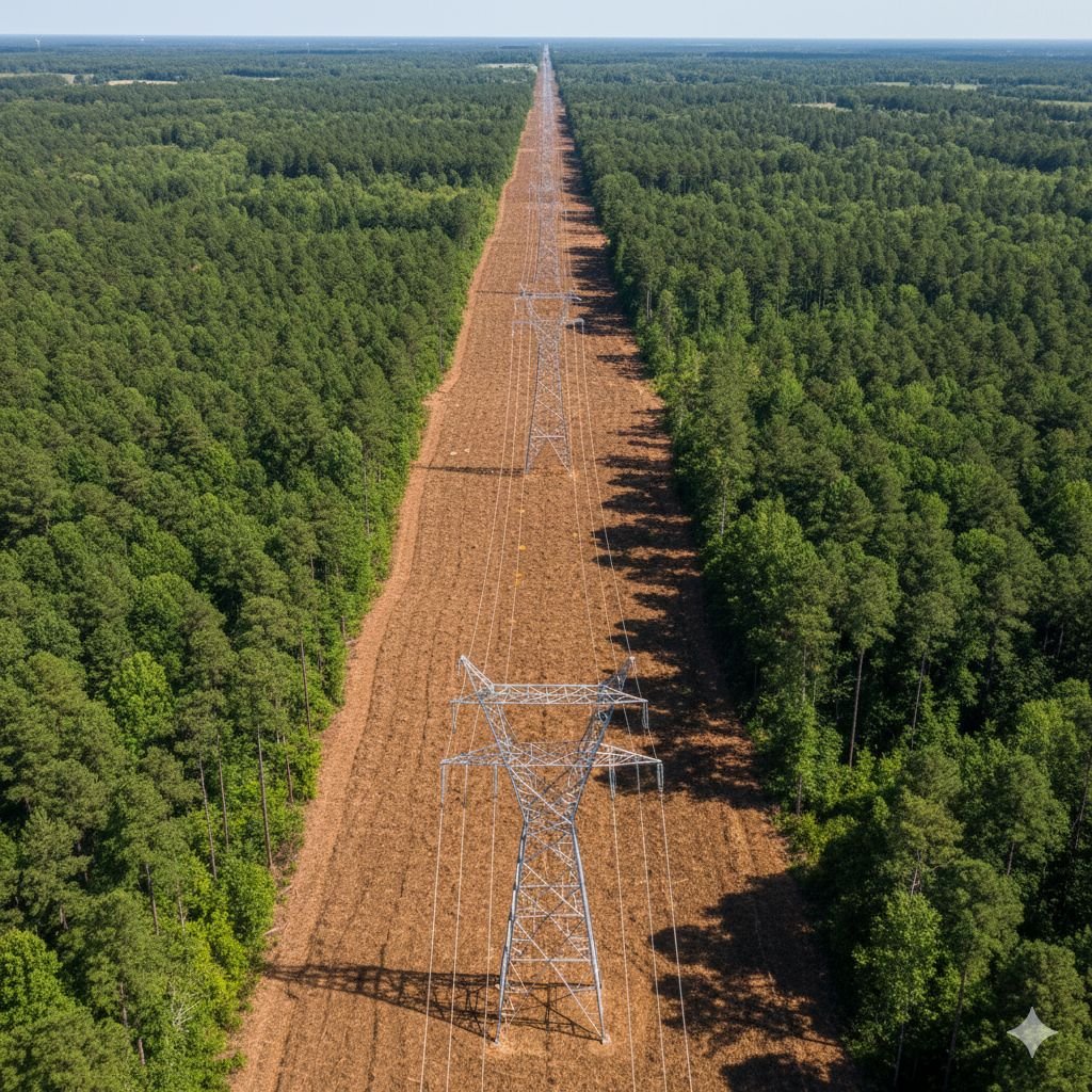 Right of way clearing Dublin GA - cleared utility corridor in Laurens County